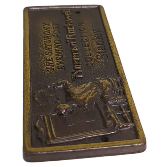 1994 Brass Plate For Stanley Norman Rockwell Mantle Clock Saturday Evening Post - Picture 3 of 6